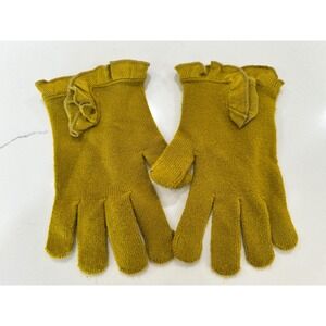 Mustard Yellow Knit Gloves Ruffle Trim One Size Mud Pie